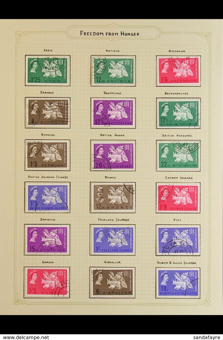 BRITISH COMMONWEALTH OMNIBUS ISSUES 1963-1967 Very Fine Used Collection On Leaves, All Different, Includes 1963 Freedom  - Otros & Sin Clasificación