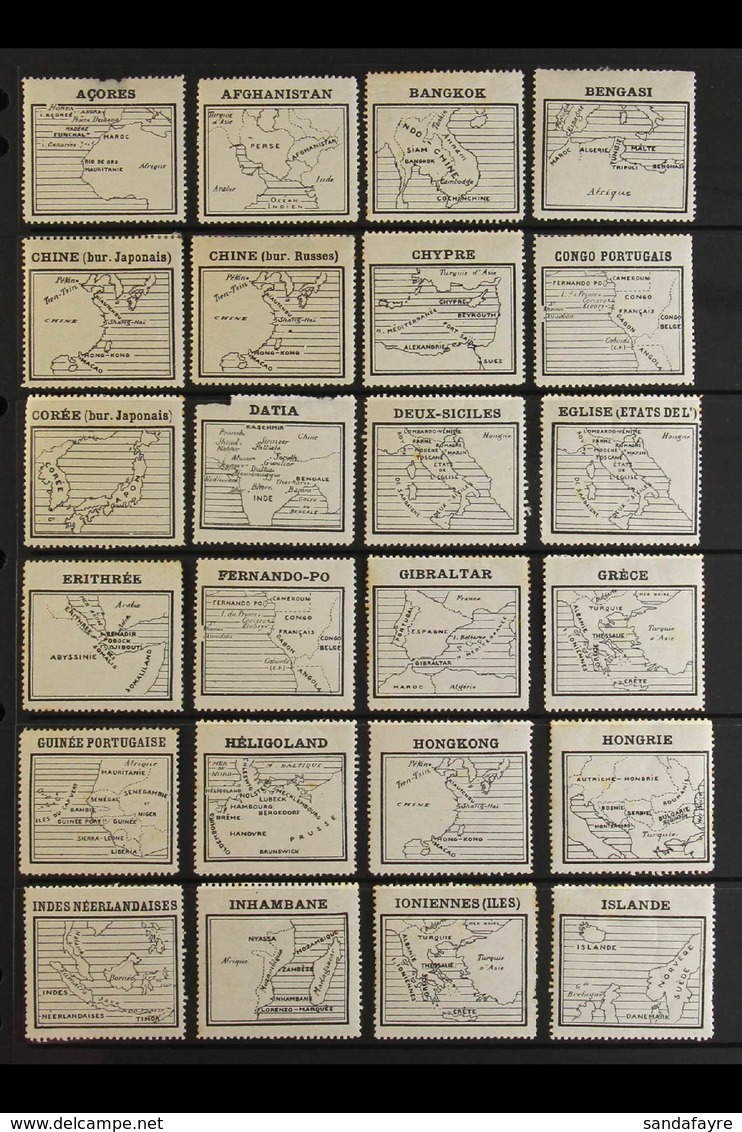 MAPS FRANCE Circa 1900's All Different Collection Of Mint Labels, each Showing The Geographic Location Of A Country Or I - Sin Clasificación