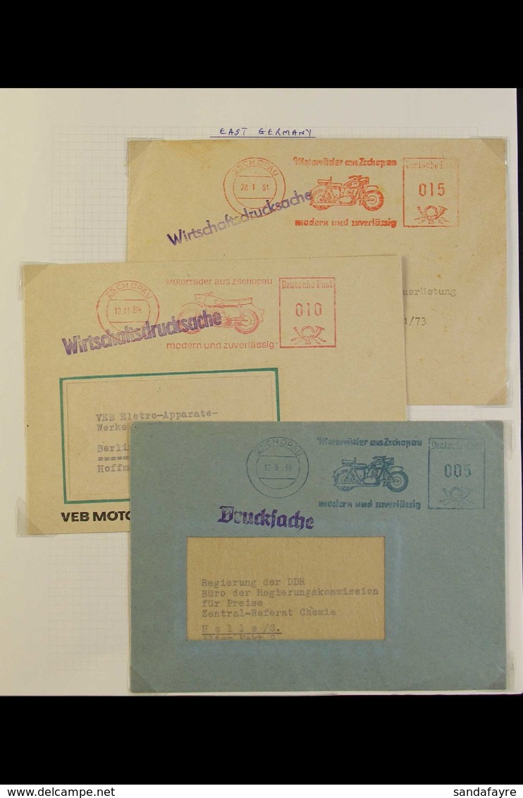 MOTORCYCLES EAST GERMANY 1948-1990 Interesting Collection Of Stamps, Covers & Cards On Leaves, Includes Mint & Used Stam - Sin Clasificación