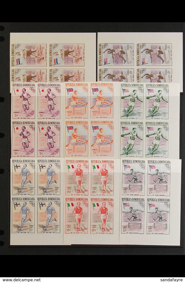 SPORT Dominican Republic 1957 Olympic Games Set In IMPERF BLOCKS OF FOUR, As SG 667/71, Very Fine Mint, Accompanied By N - Ohne Zuordnung