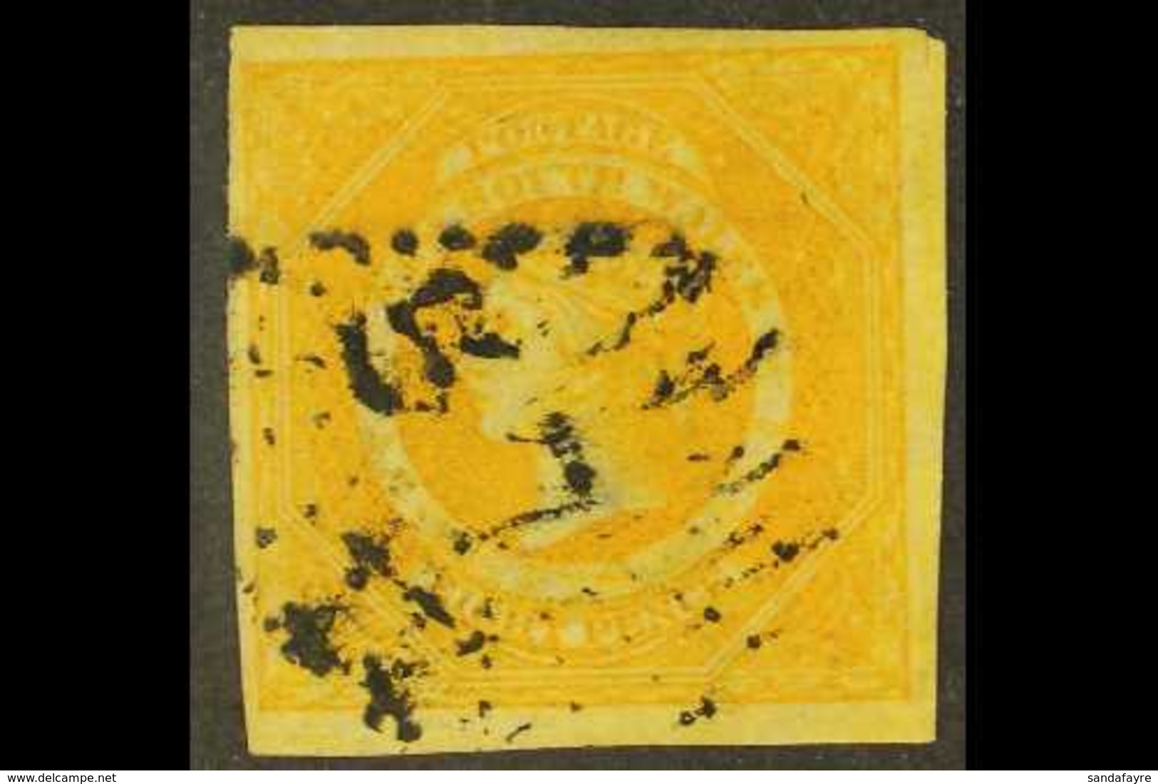 NEW SOUTH WALES 1854-59 8d Dull Yellow- Orange Imperf., SG 98, Used With 4 Good To Very Large Margins. For More Images,  - Otros & Sin Clasificación