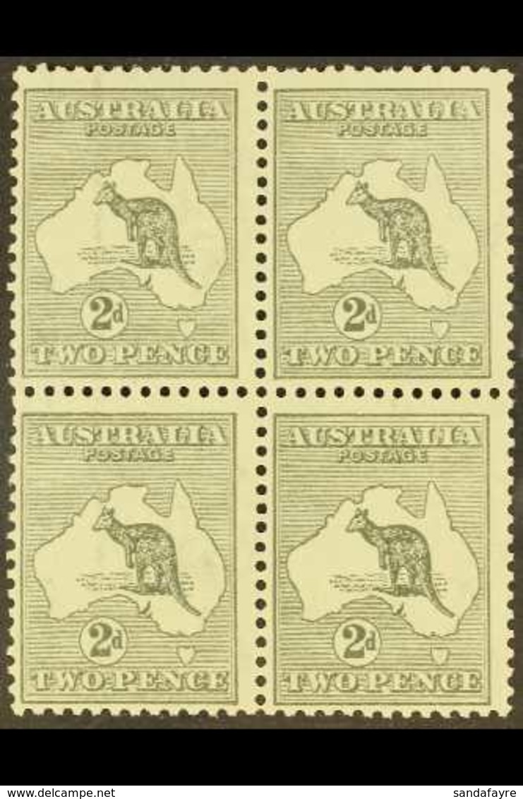 1915-27 BLOCK OF 4 2d Grey Kangaroo, Die I, Wmk Narrow Crown, SG 35, Very Fine Mint With Three Stamps Being Never Hinged - Otros & Sin Clasificación