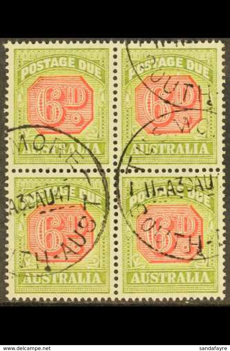 POSTAGE DUE 1938 6d Carmine And Green, SG D117, BLOCK OF FOUR Very Fine Used. For More Images, Please Visit Http://www.s - Otros & Sin Clasificación