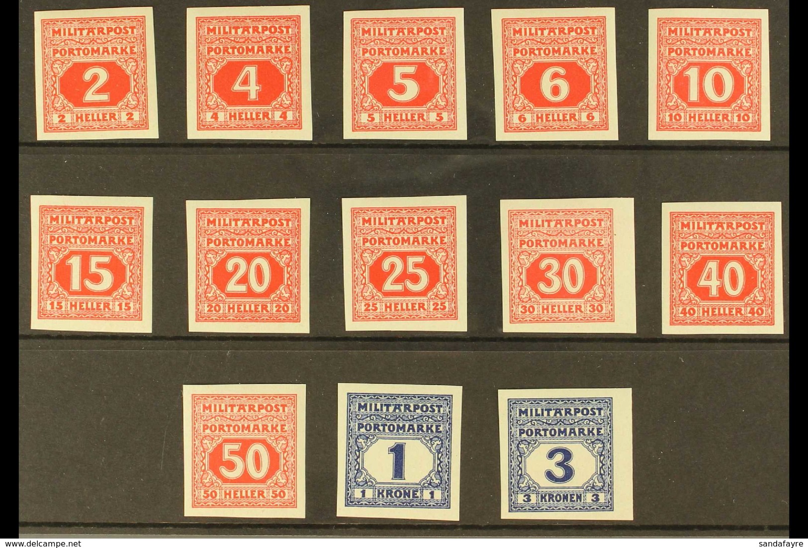 BOSNIA AND HERZEGOVINA POSTAGE DUES 1916-18 Complete IMPERF Set, Michel 14/26 U, Superb Mint, Very Fresh. (13 Stamps) Fo - Otros & Sin Clasificación