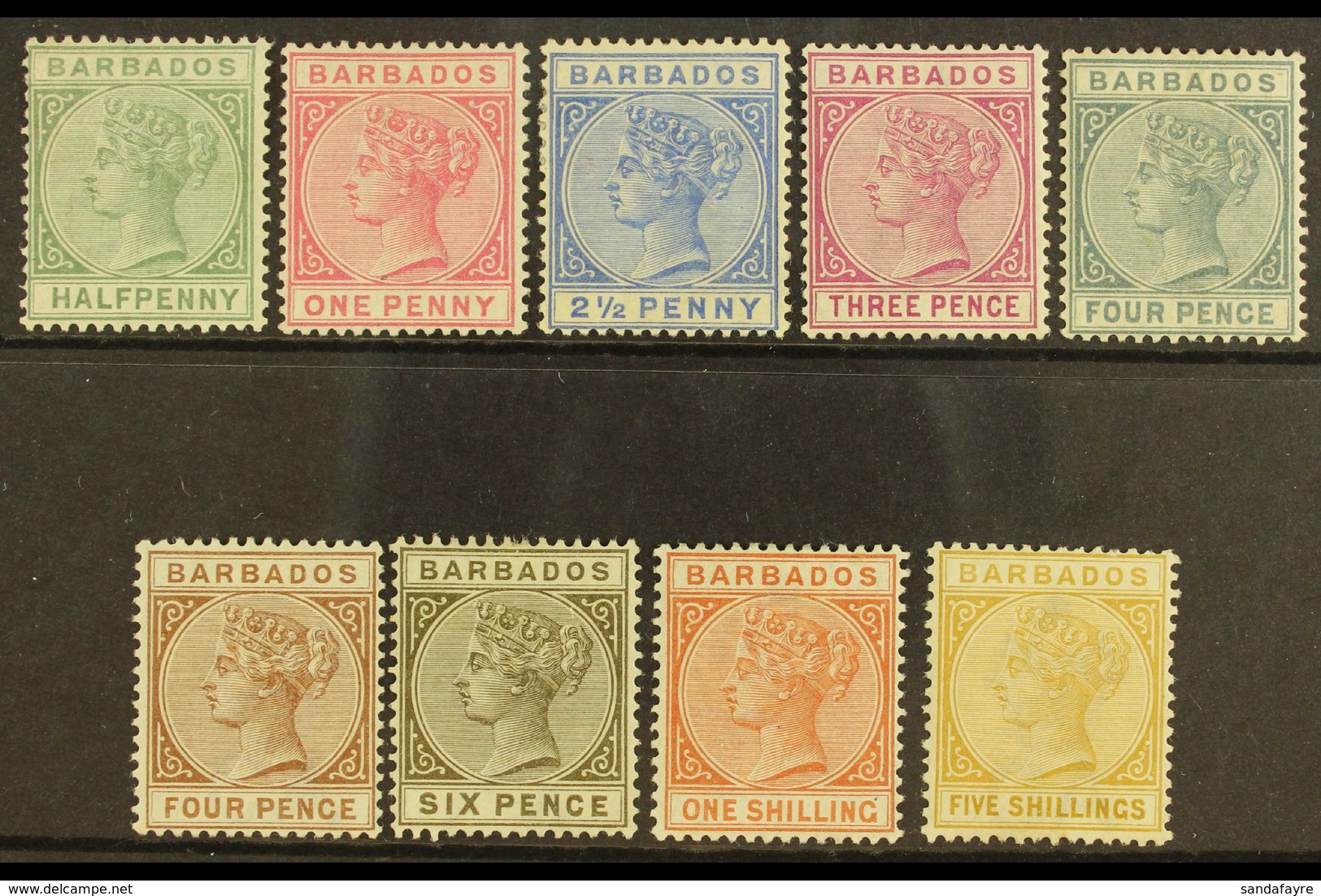1882-86 Set Complete, SG 89/103, Fine Mint, The 1s With A Few Slightly Nibbled Perfs At Top (9 Stamps) For More Images,  - Barbados (...-1966)