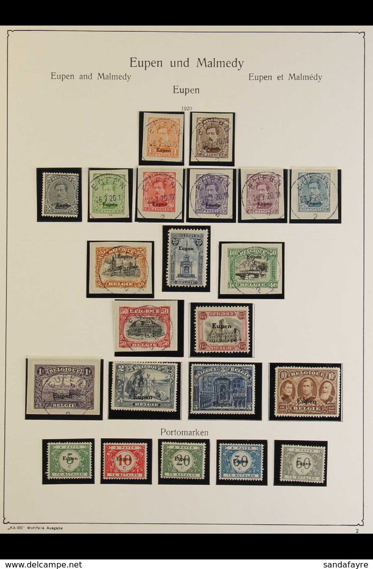 EUPEN & MALMEDY 1920-1921 ALL DIFFERENT MINT AND USED COLLECTION, With 1920 (15 Jan) "Eupen & Malmedy" Set Mint; 1920-21 - Otros & Sin Clasificación