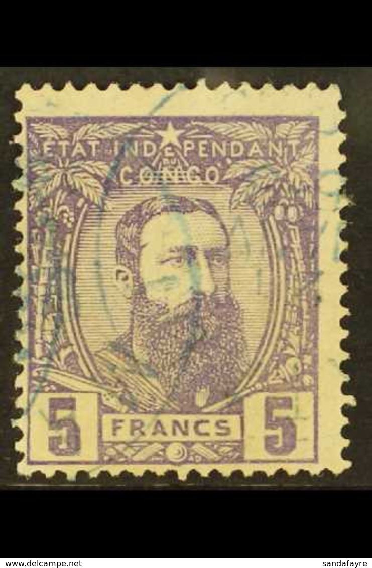 BELGIAN CONGO 1887-94 5f Violet King (SG 12, COB 11), Fine Used, Centered To Lower Left, Very Fresh. For More Images, Pl - Otros & Sin Clasificación