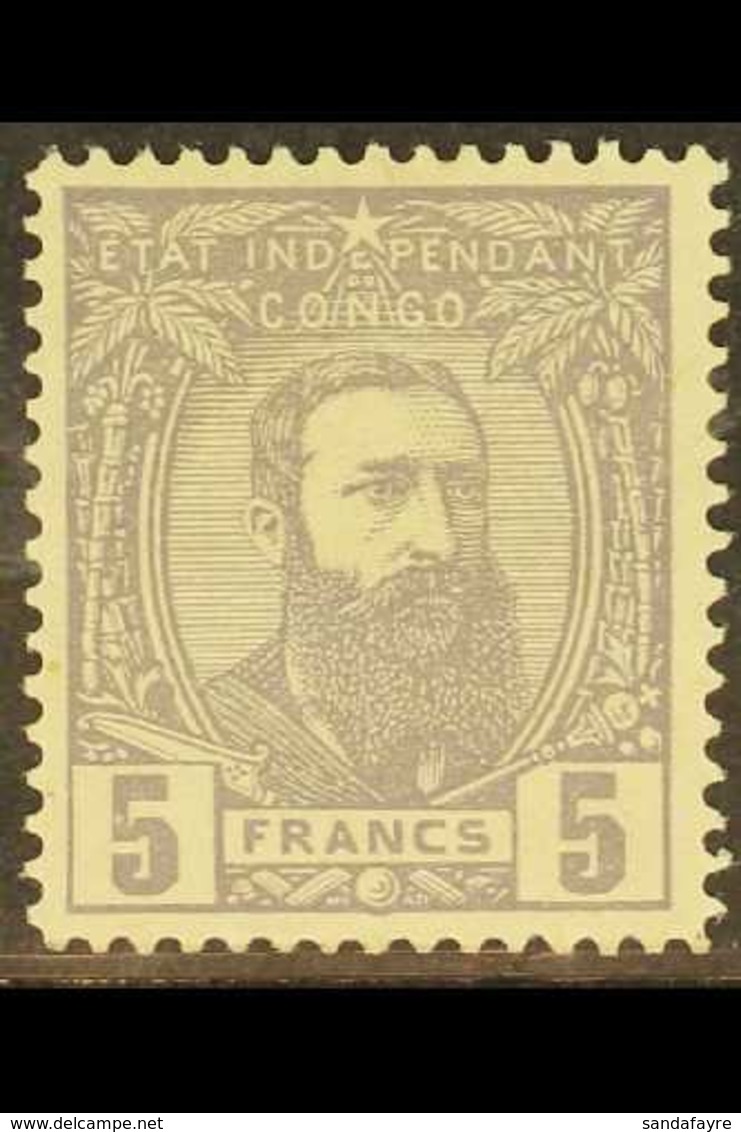 BELGIAN CONGO 1887-94 5f. Violet, COB 11, Very Fine mint With Excellent Centering For These, Expertised On Reverse And W - Otros & Sin Clasificación