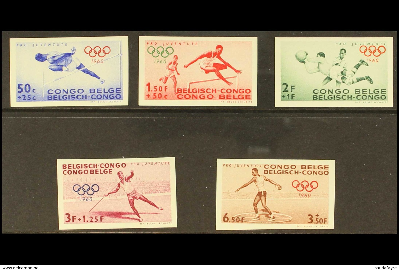 BELGIAN CONGO 1960 Child Welfare Fund Set (Olympics), COB 367/371 IMPERF, Never Hinged Mint. (5 Stamps) For More Images, - Otros & Sin Clasificación