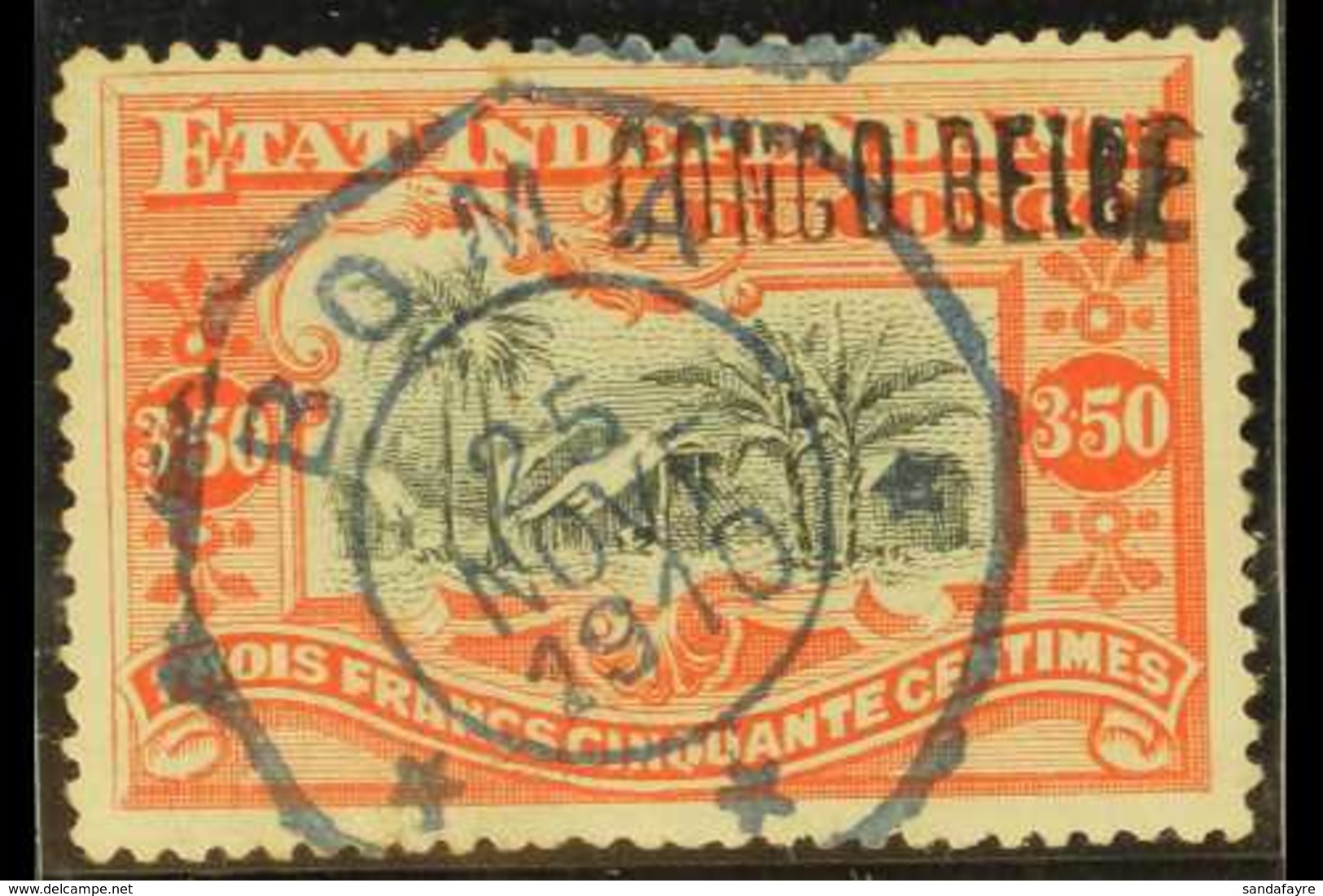 BELGIAN CONGO 1909 3f.50 Black And Vermilion, Local Overprint, COB 37L, Neat Boma Cancel, With Congo Study Circle Certif - Otros & Sin Clasificación