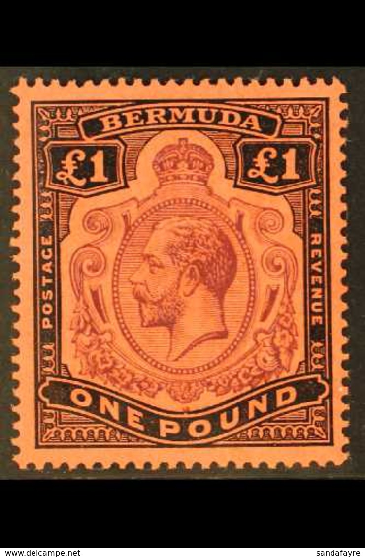 1918 £1 Purple And Black On Red, SG 55, Superb Never Hinged Mint.  For More Images, Please Visit Http://www.sandafayre.c - Bermudas
