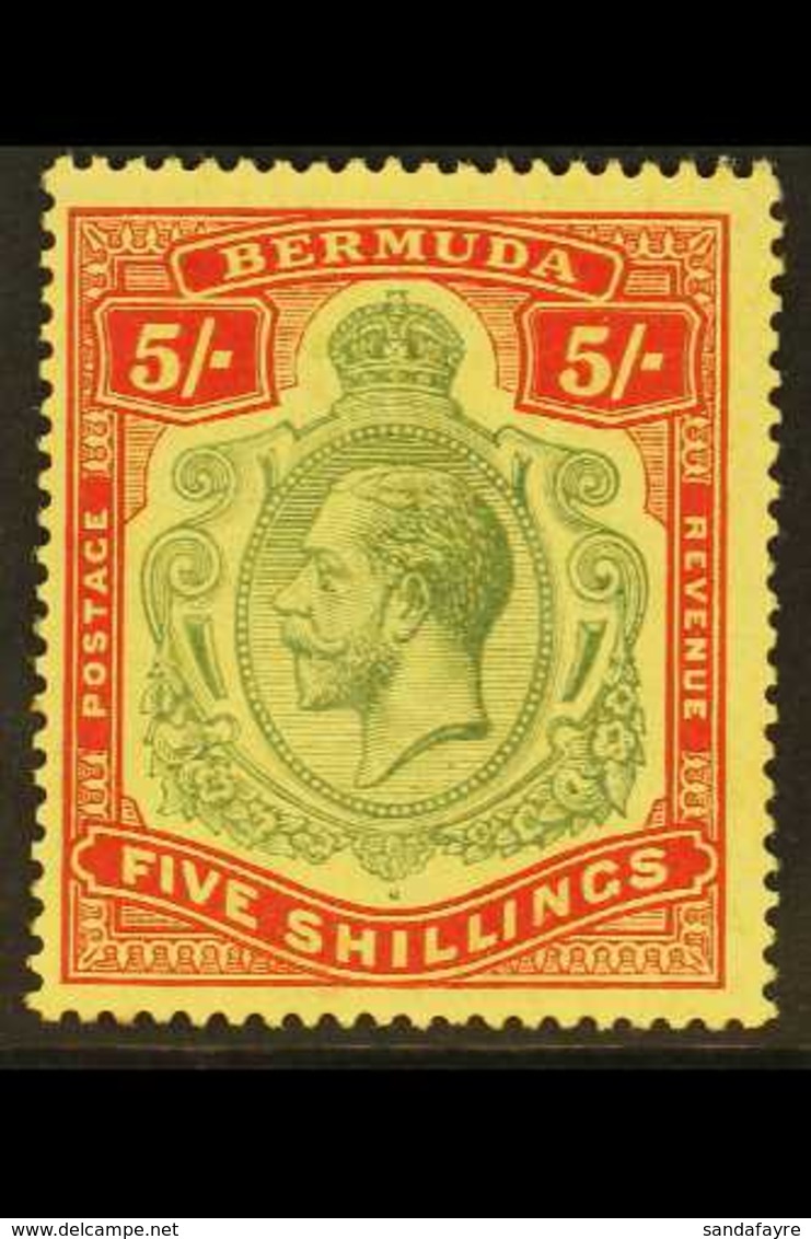 1918-22 5s Deep Green & Deep Red/yellow, SG 53, Fine Mint For More Images, Please Visit Http://www.sandafayre.com/itemde - Bermudas