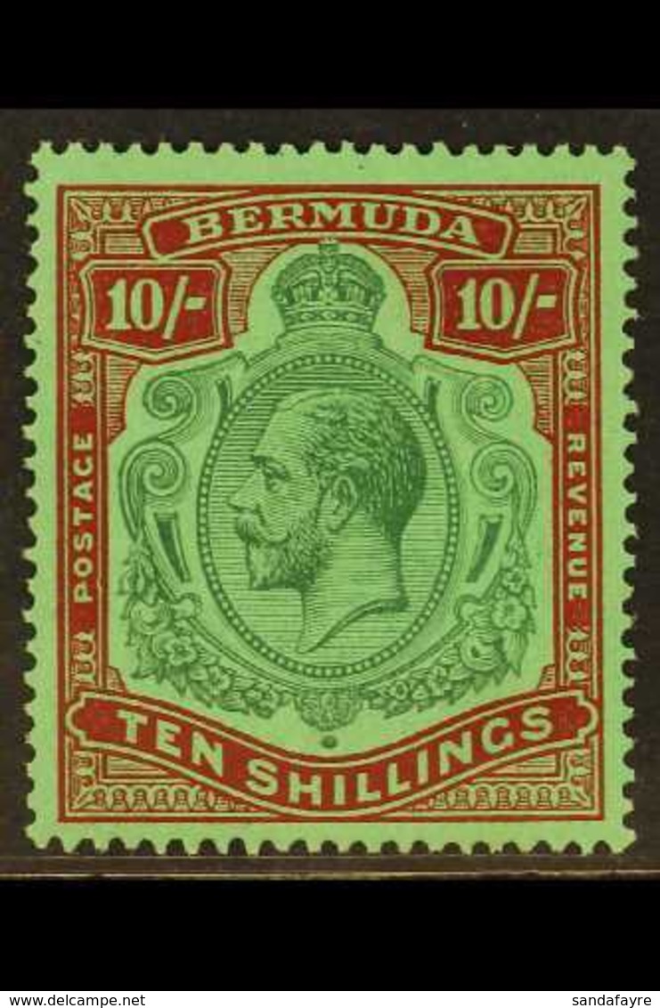 1924-32 10s Green And Red On Deep Emerald, SG 92g, Superb Nhm. For More Images, Please Visit Http://www.sandafayre.com/i - Bermudas