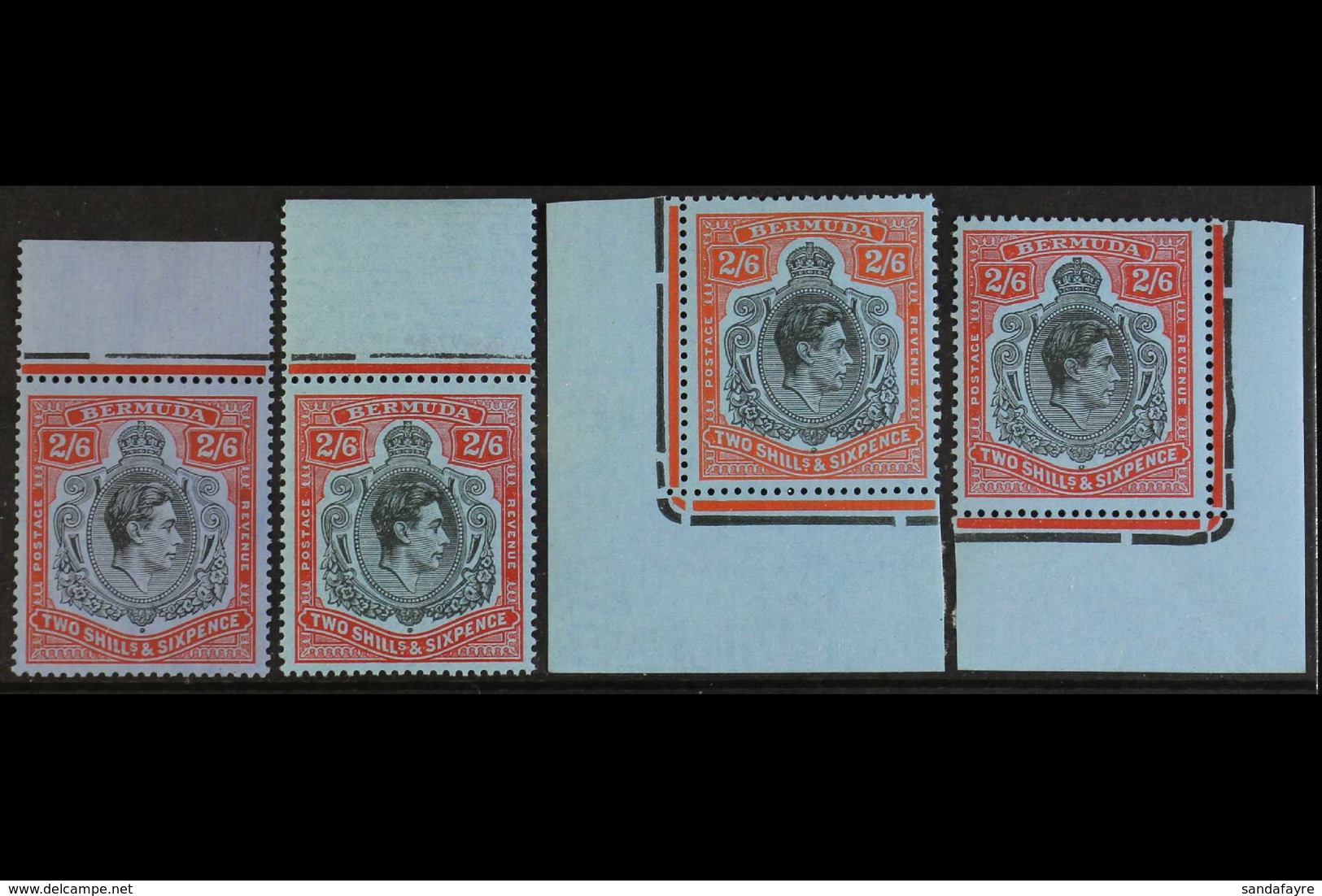 1938-52 2s6d KEY PLATE GROUP An All Different Quad Of 2s6d Inc SG 117, 117b, 117c & 117d, Never Hinged Mint Marginal Exa - Bermudas