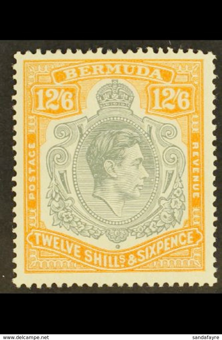 1938-53 12s6d Grey And Pale Orange, Perf 14 On Chalky Paper, SG 120b, Never Hinged Mint. For More Images, Please Visit H - Bermudas