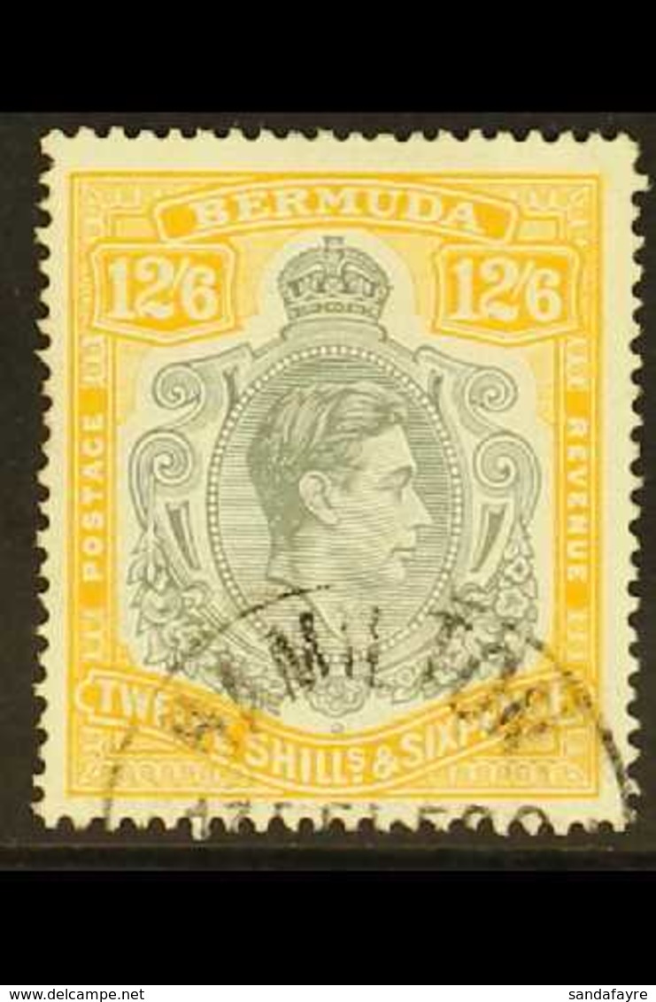 1938-53 12s6d Grey & Yellow On Ordinary Paper (the So-called "lemon" Shade), SG 120d, Fine Used, Accompanied By Murray P - Bermudas