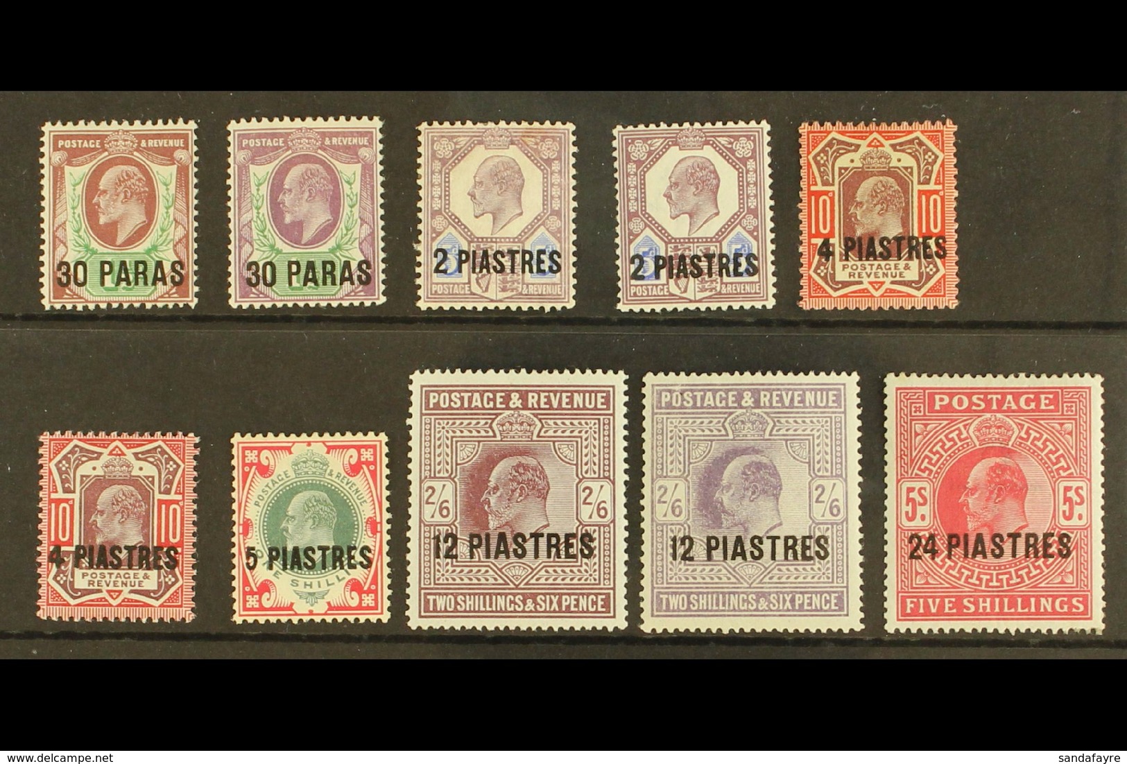 1911 - 1913 Ed VII Set 30pa To 24pi On 5s Incl Shades, SG 29/34 Incl 29a, 30a, 31b And 33a, Very Fine And Fresh Mint. (1 - Levante Británica
