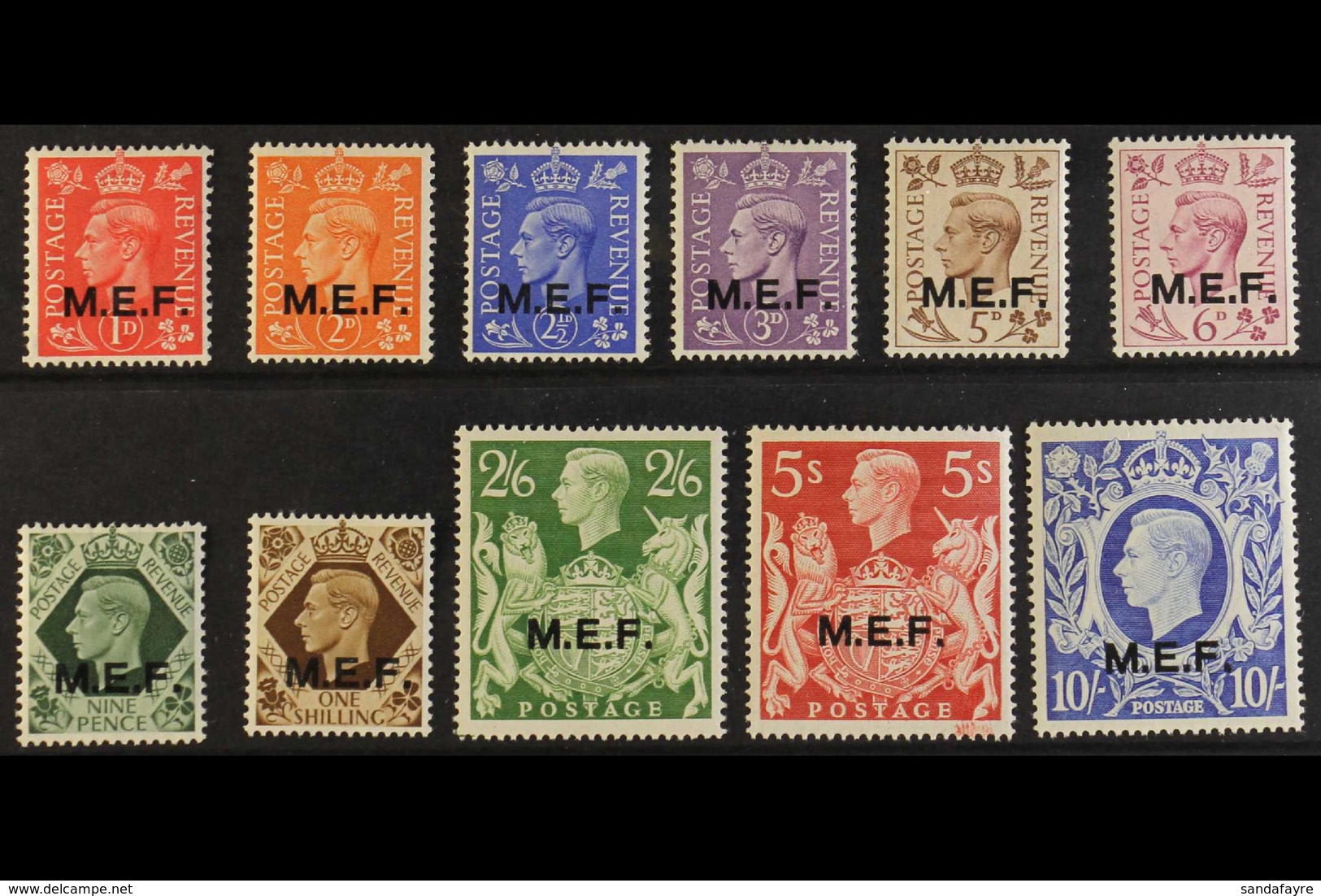 MIDDLE EAST FORCES  1943-47 M.E.F Overprinted GB Set, SG M11/21, Never Hinged Mint (11 Stamps) For More Images, Please V - Africa Oriental Italiana