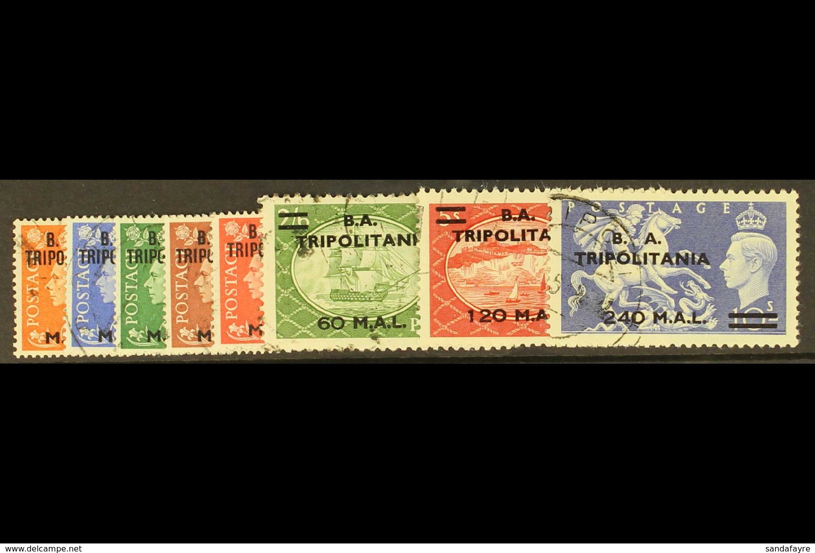 TRIPOLITANIA 1951 Festival Surch Set Complete, SG T27/34, Very Fine Used. (8 Stamps) For More Images, Please Visit Http: - Africa Oriental Italiana