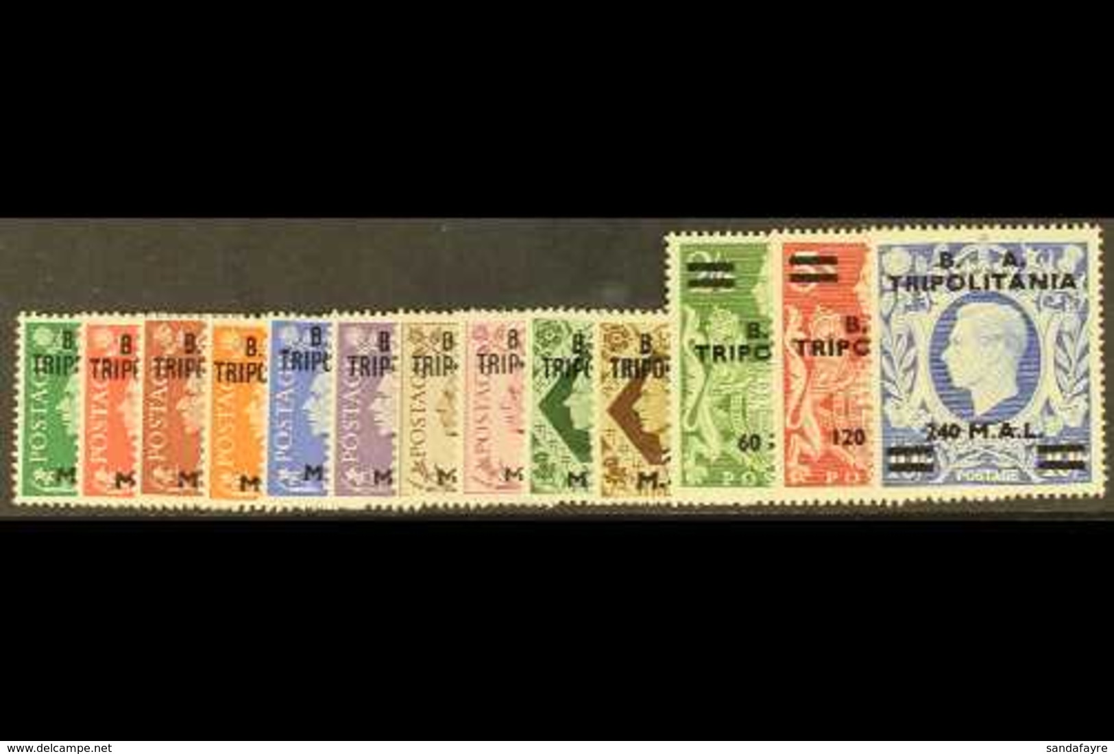 TRIPOLITANIA 1950 B.A. Surcharge Set Complete, SG T14/26, Very Fine Never Hinged Mint. (13 Stamps) For More Images, Plea - Africa Oriental Italiana