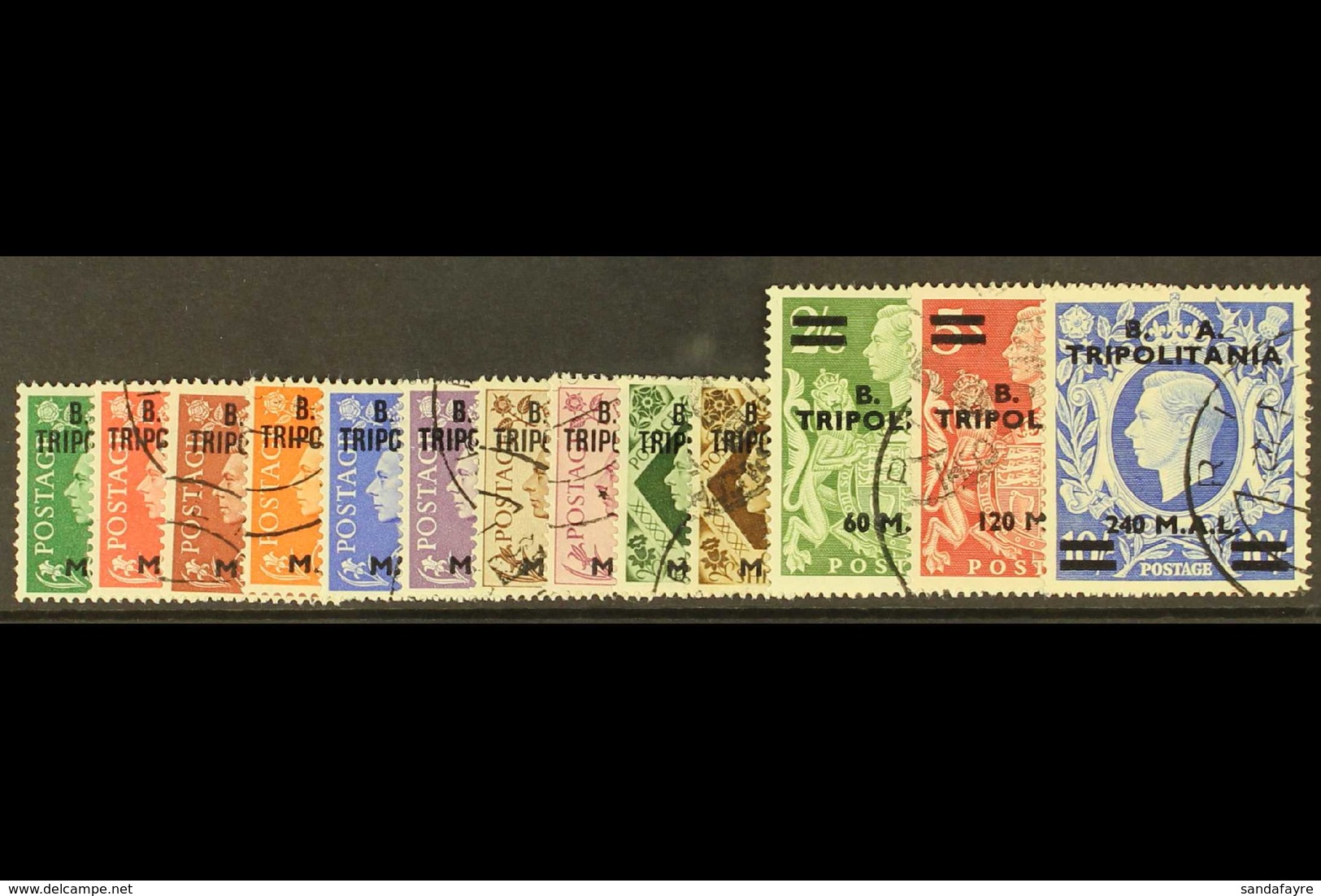 TRIPOLITANIA 1950 B.A. Surcharge Set Complete, SG T14/26, Very Fine Used. (13 Stamps) For More Images, Please Visit Http - Africa Oriental Italiana