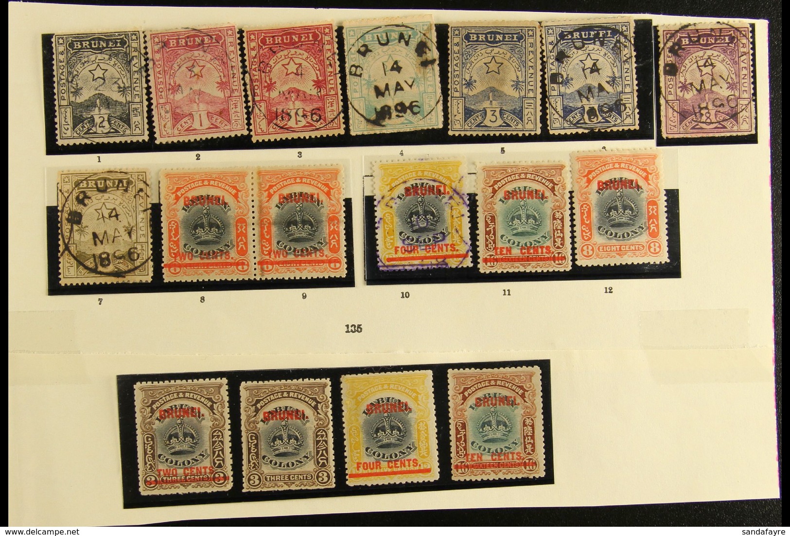 1895-1947 MINT AND USED COLLECTION Fairly Randomly Arranged On Old Pages And Which Includes 1895 1c, 2c, 3c, 8c, And $1  - Brunei (...-1984)