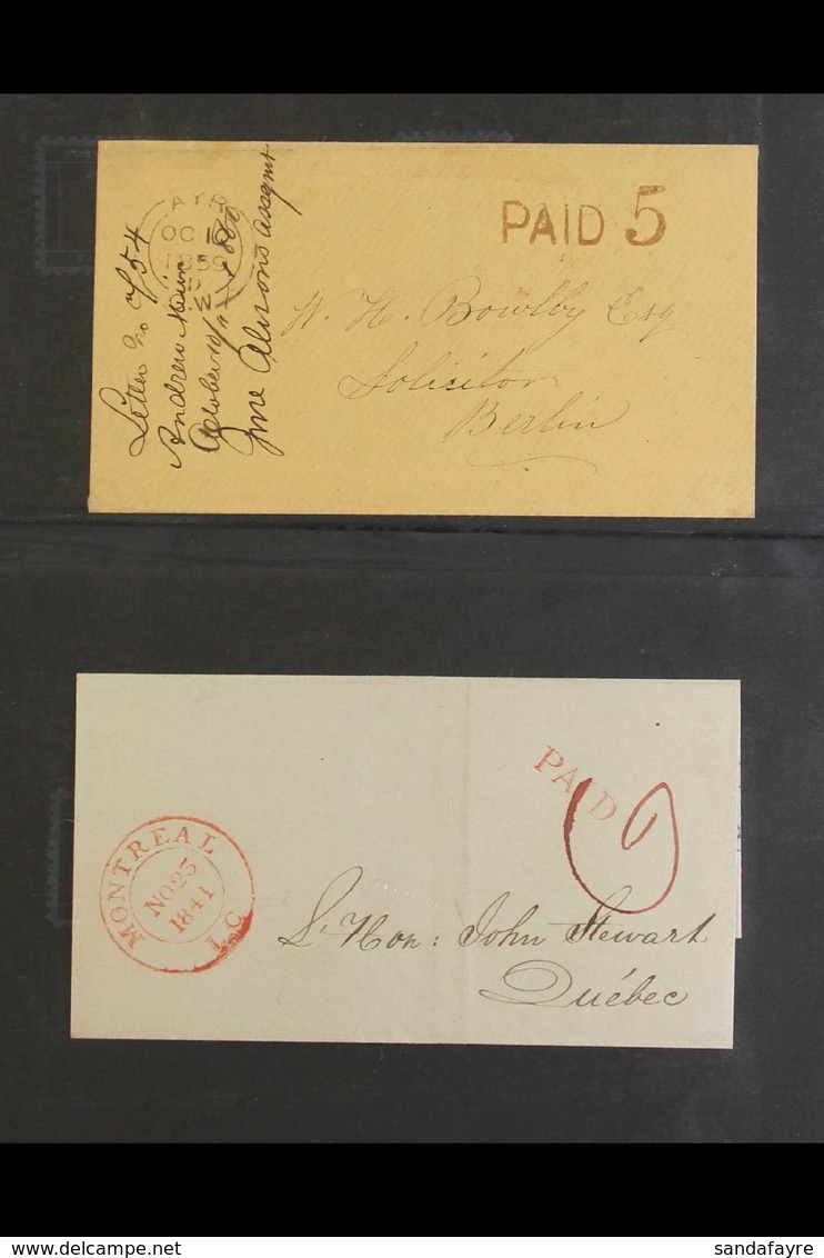 1841-1873 "PAID" MAIL Collection Of Stampless Covers And Entire Letters All Bearing "PAID" Markings. Note "PAID" Handsta - Other & Unclassified