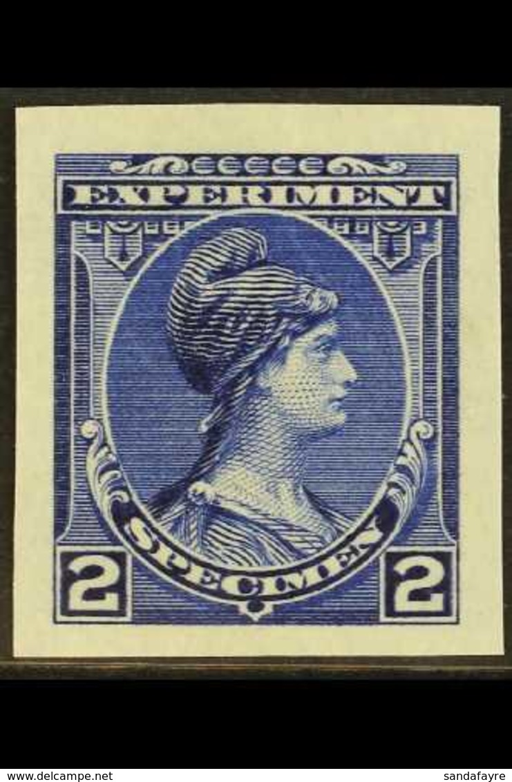 ESSAY American Bank Note Co. Imperf Essay Depicting Image Of Minerva And Inscribed "EXPERIMENT / SPECIMEN" With Value "2 - Otros & Sin Clasificación