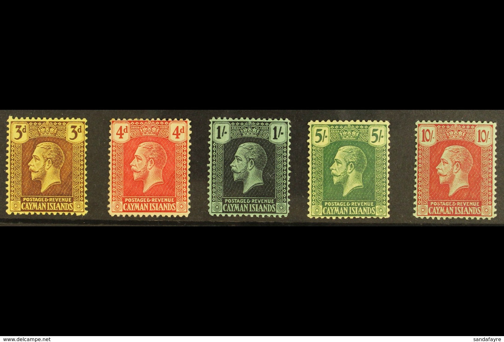 1921-26 Watermark Multi Crown CA Complete Set, SG 60/67, Fine Mint, The 10s Is Never Hinged. (5 Stamps) For More Images, - Caimán (Islas)