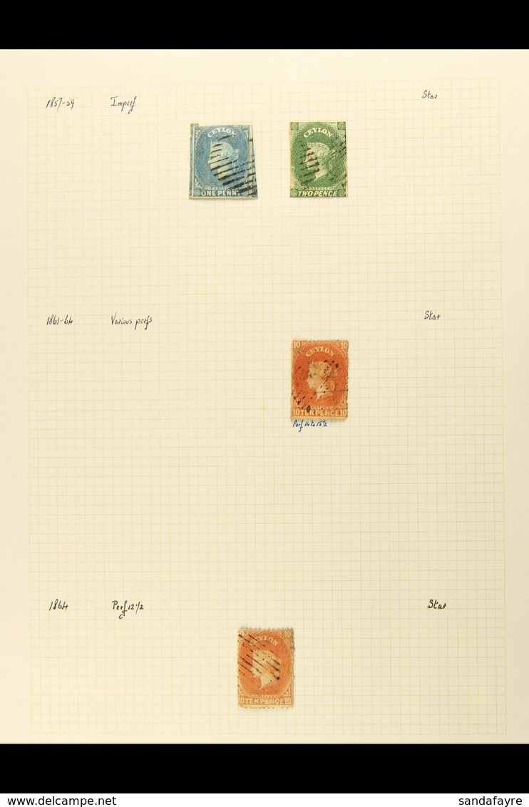 1857-1952 MINT & USED COLLECTION On Leaves, Inc 1857-59 1d (3 Margins, Jumbo At Sides) & 2d (fault) Used, 1861-64 10d (x - Ceilán (...-1947)