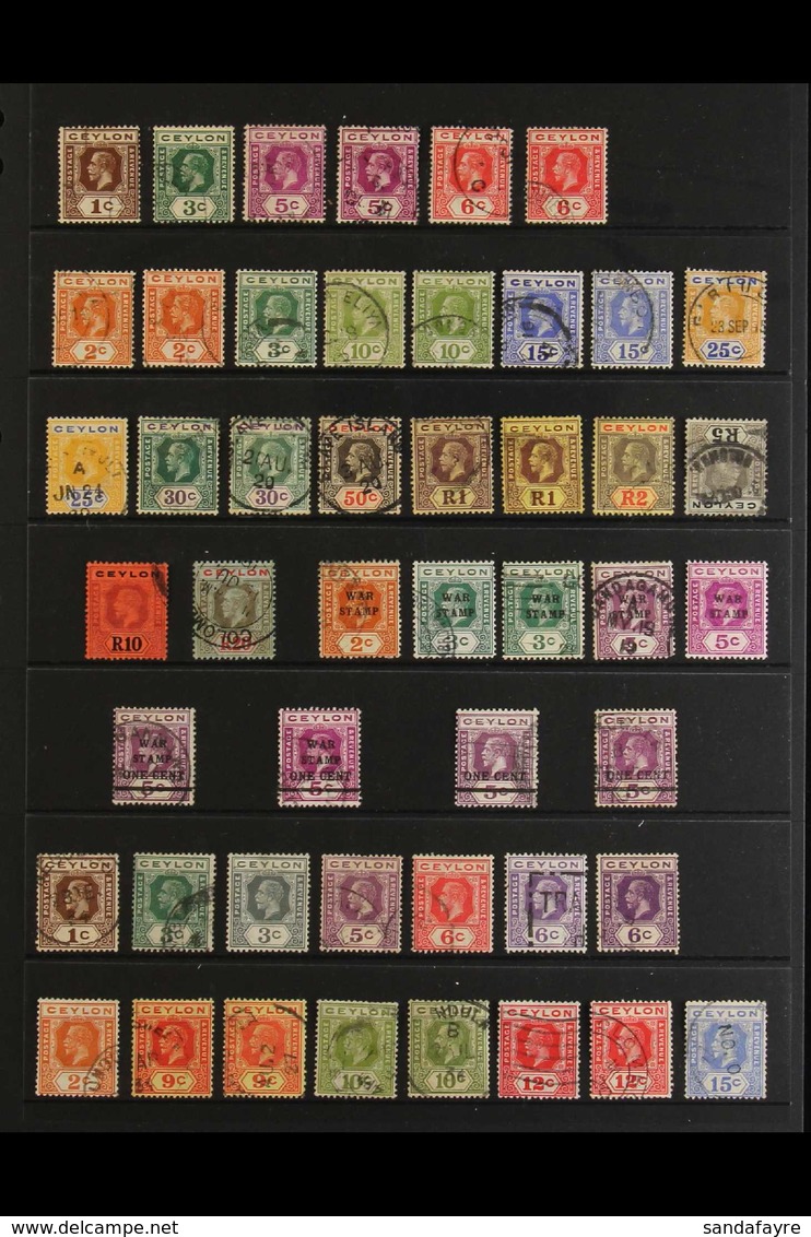 1912-36 INTERESTING USED KGV COLLECTION. An Interesting Collection Presented On Stock Pages With Postmark Interest, Shad - Ceilán (...-1947)