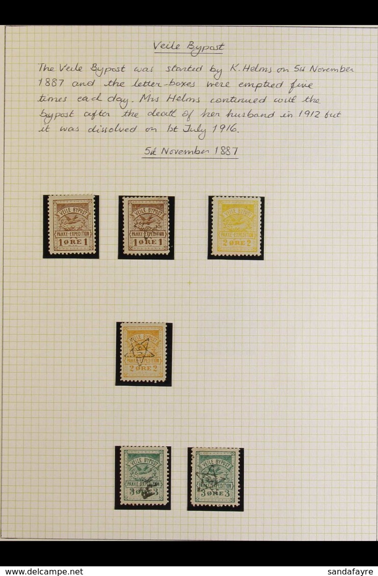 BYPOSTS LOCAL STAMPS 1880-1891 INTERESTING COLLECTION Nicely Written Up On Leaves With Mint & Used Stamps, Various Surch - Otros & Sin Clasificación