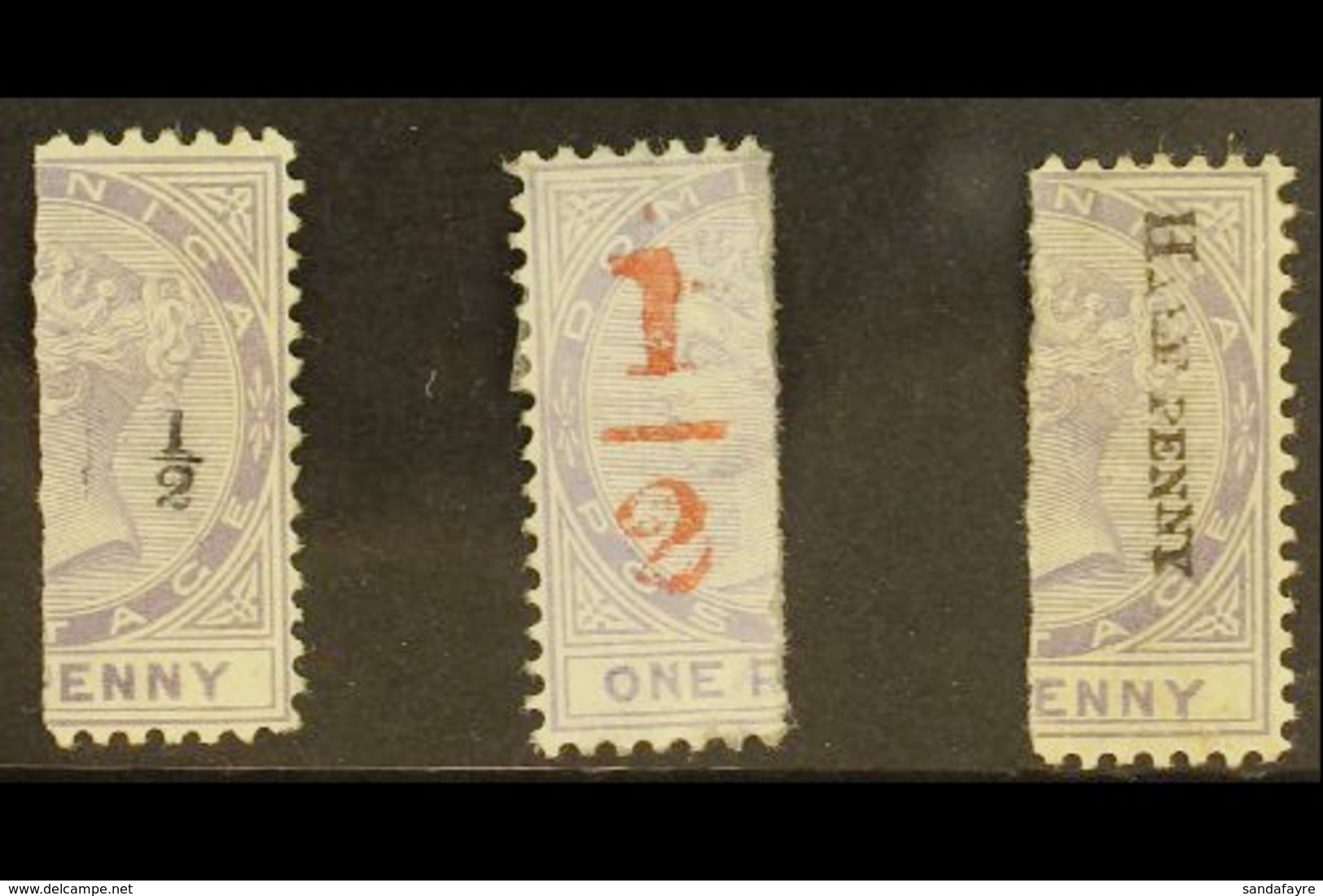 1882-83 Vertically Bisected Set, SG 10/12, Fine Mint (3 Bisects) For More Images, Please Visit Http://www.sandafayre.com - Dominica (...-1978)