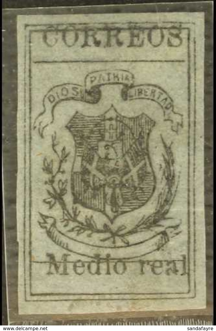 1866-74 Medio Real On Lavender, Pelure Paper, Imperf, SG 11, Fine Unused Four Margins, Signed. For More Images, Please V - República Dominicana