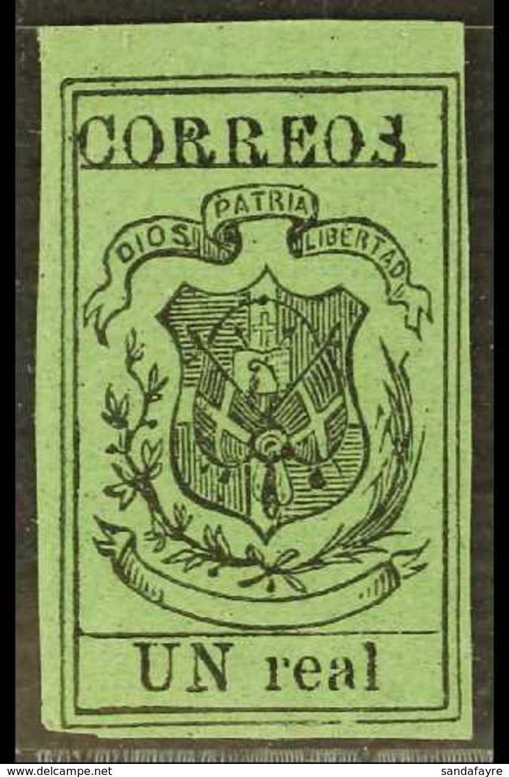 1866-74 UN Real On Pale Green, Wove Paper, Imperf, SG 8, Fine, Unused, Four Margins. For More Images, Please Visit Http: - República Dominicana