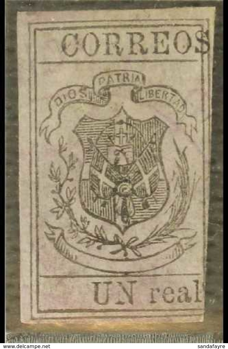 1866-74 UN Real On Magenta, Pelure Paper, Imperf, SG 16, Unused, Three Margins, Cat.£1400. For More Images, Please Visit - República Dominicana