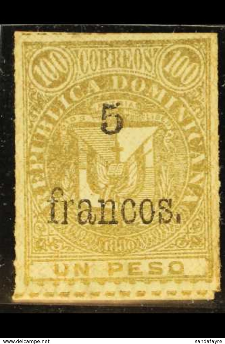 1883 5f. On 1p Gold, Roulette, With Network, SG 64, Fine Unused. For More Images, Please Visit Http://www.sandafayre.com - República Dominicana
