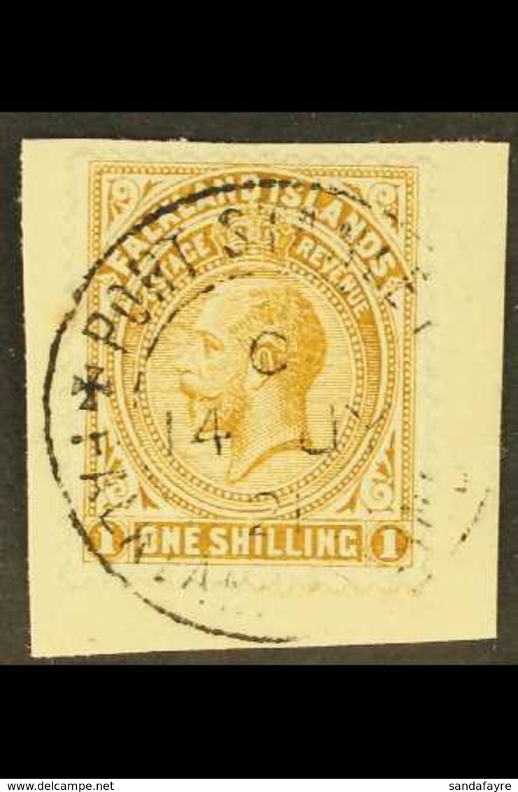 1912-20 1s Pale Bistre-brown, SG 65a, Very Fine Used On Small Piece, Tied By Fully Dated (14 JY 21) Cds. For More Images - Islas Malvinas