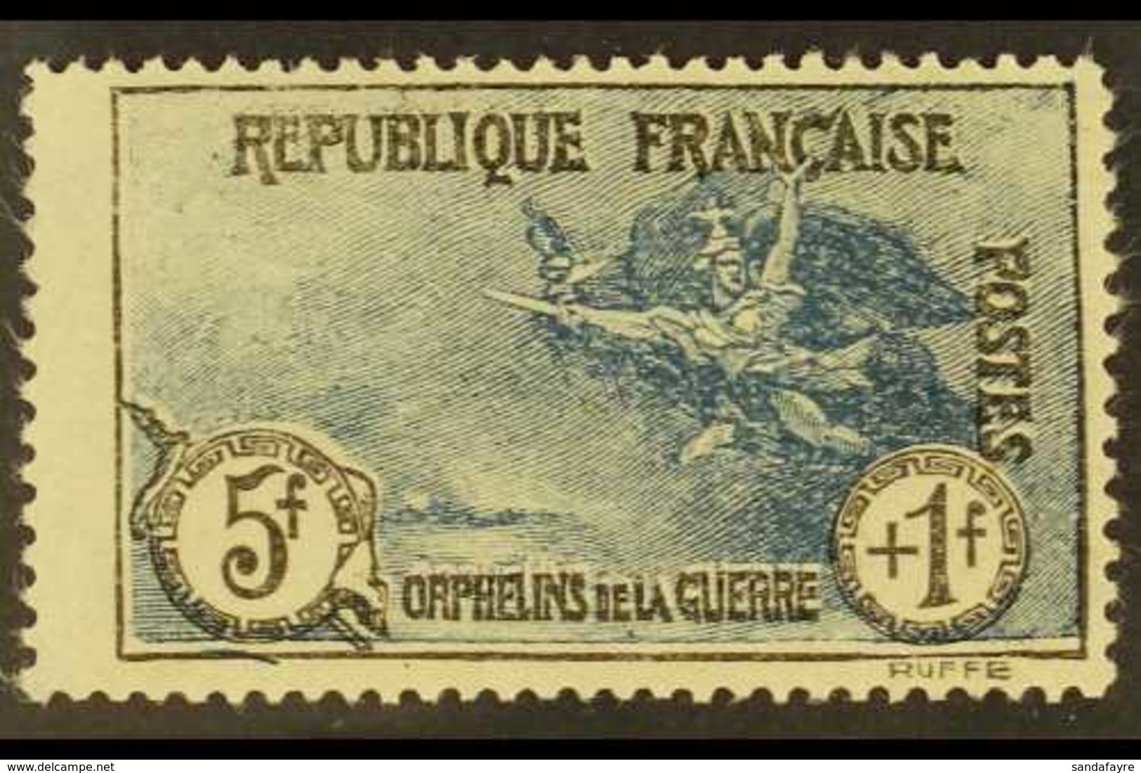1926-27 5f+1f Blue & Black War Orphans' Fund (SG 453, Yvert 232), Never Hinged Mint, Centered To Right, Fresh. For More  - Otros & Sin Clasificación
