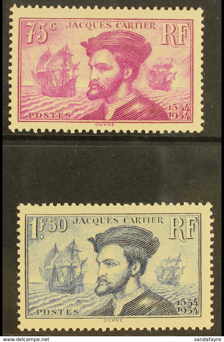1934 Jacques Cartier Pair, Yv 296/7, Very Fine NHM. (2 Stamps) For More Images, Please Visit Http://www.sandafayre.com/i - Otros & Sin Clasificación