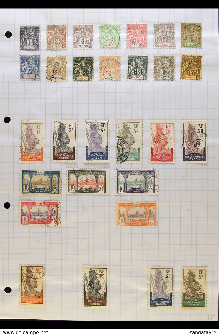 GABON 1904-1933 All Different FINE USED Collection On Pages. With 1904-07 "Tablet Set To 75c; 1910 "Congo Francais" Set  - Otros & Sin Clasificación