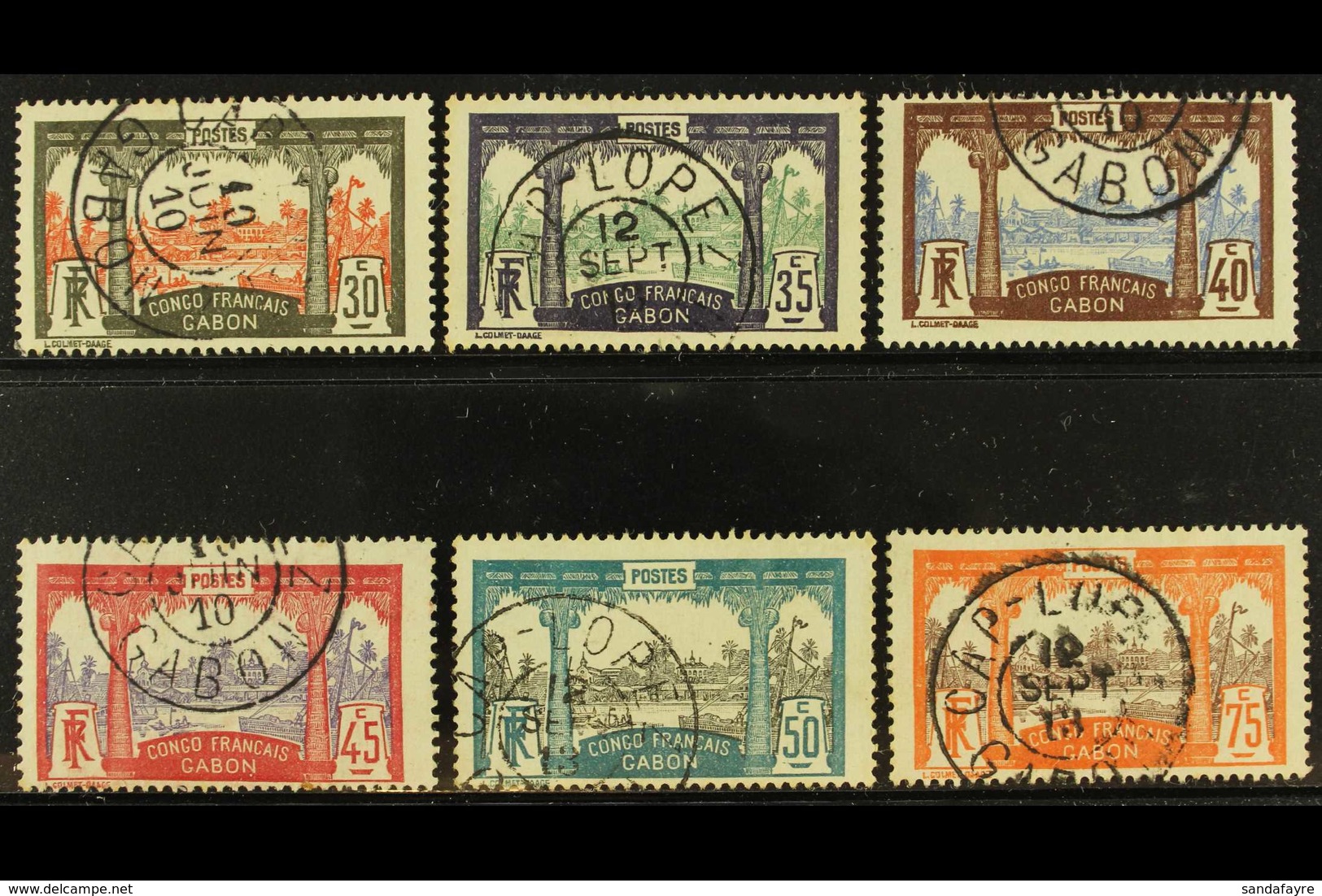 GABON 1910 30c To 75c Complete, Inscribed "Congo Francais Gabon," Yvert 40/5, SG 40/5, Fine Used (6 Stamps). For More Im - Otros & Sin Clasificación