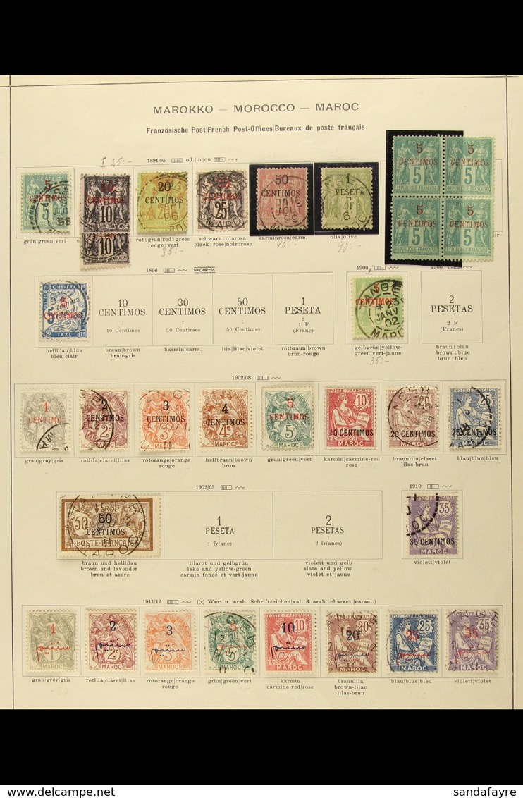 MOROCCO 1891 To 1927 Mint & Used Collection On Album Pages, Highlights Include The 1891 Basic Set To 1p On 1f Olive Used - Otros & Sin Clasificación