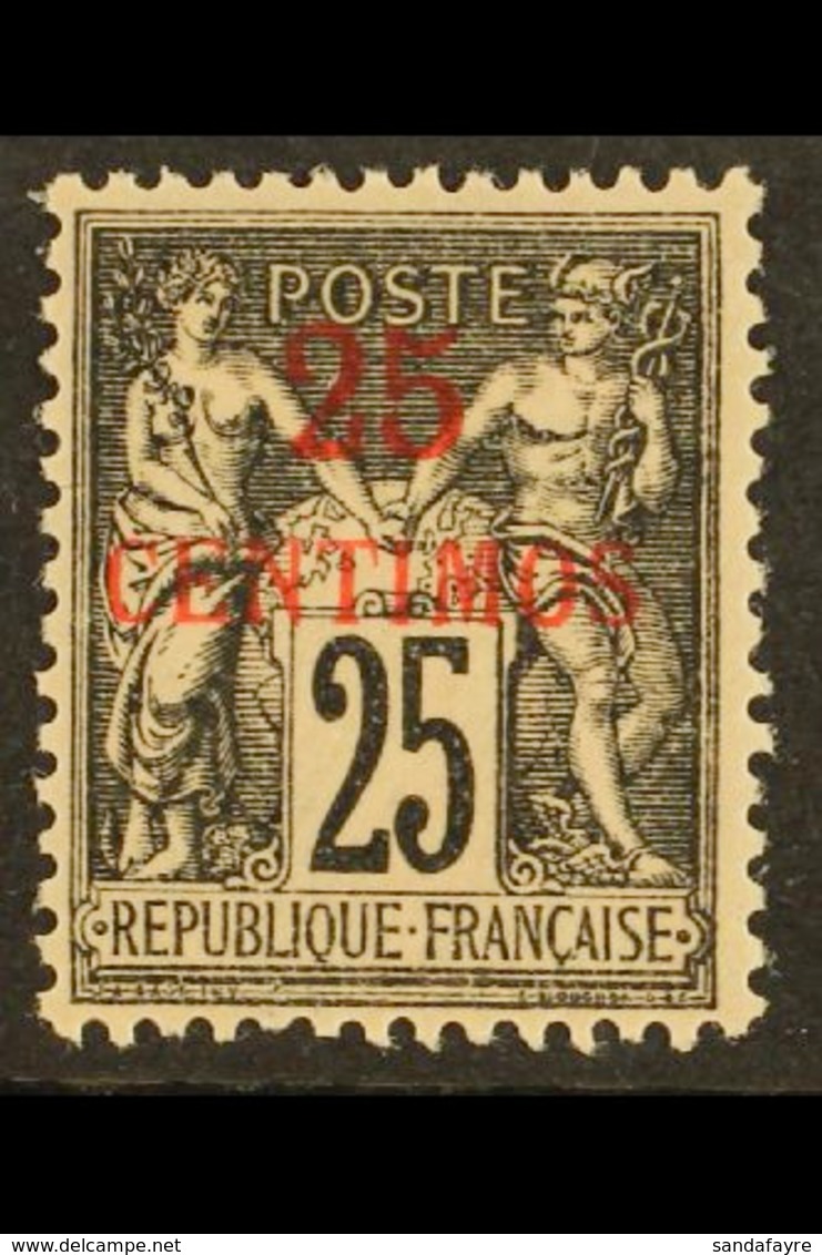 MOROCCO 1891 25c Black On Rose Overprinted In Red, Yv 5a, Very Fine Mint. For More Images, Please Visit Http://www.sanda - Otros & Sin Clasificación