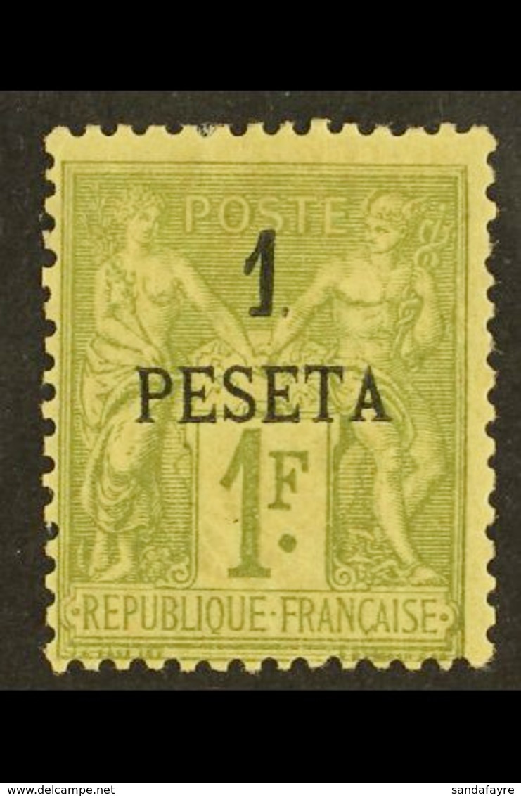 MOROCCO 1891 1p On 1fr Olive, Yv 8, Very Fine And Fresh Mint. For More Images, Please Visit Http://www.sandafayre.com/it - Otros & Sin Clasificación