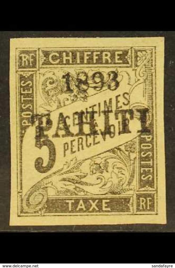 TAHITI POSTAGE DUES 1893 5c Black "1893 / TAHITI" Overprint (Yvert 17, SG D48), Mint, Four Large Margins, Minor Wrinkles - Otros & Sin Clasificación