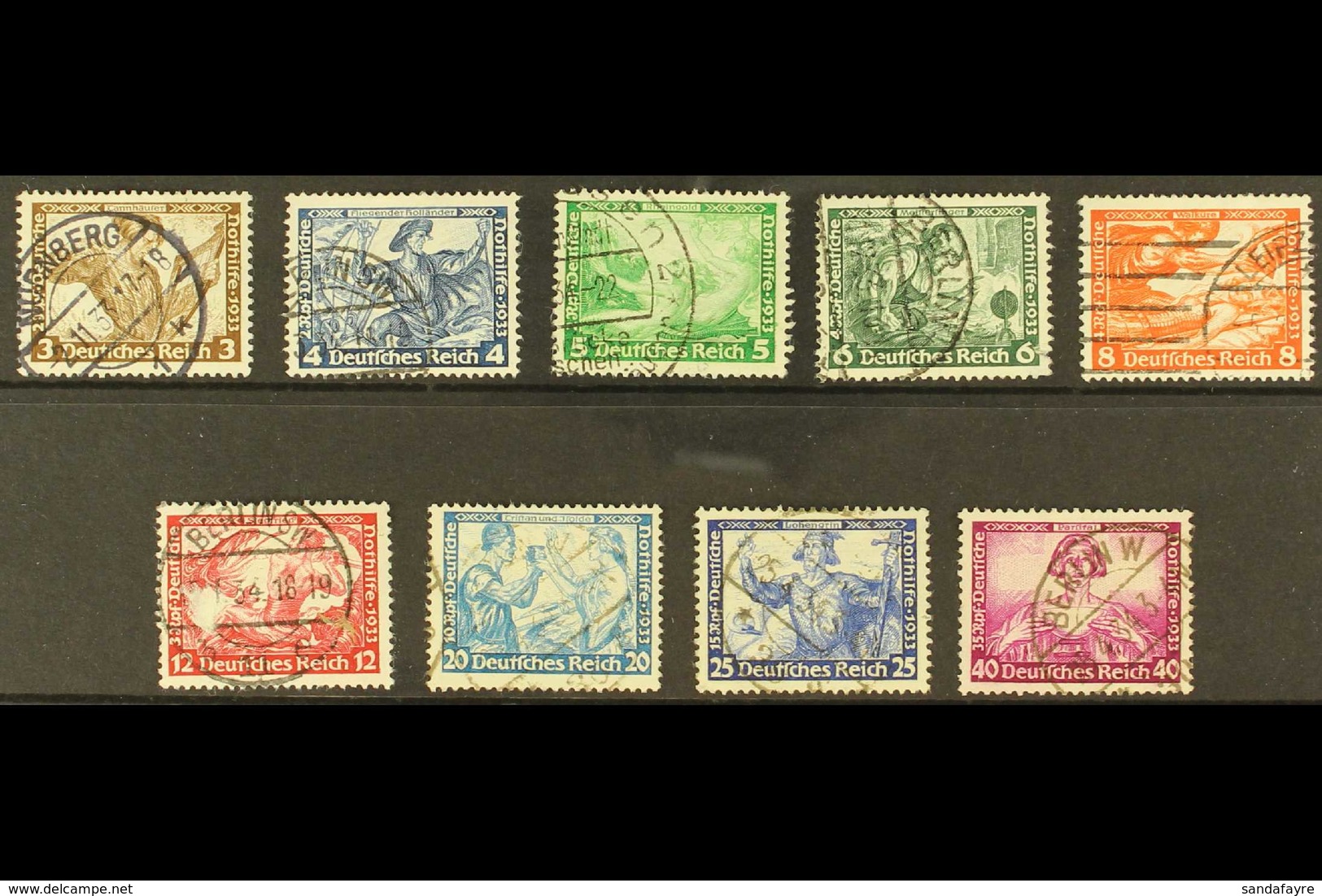 1933 Wagner Complete Set (Michel 499/507, SG 513/21), Fine Used, Fresh. (9 Stamps) For More Images, Please Visit Http:// - Otros & Sin Clasificación