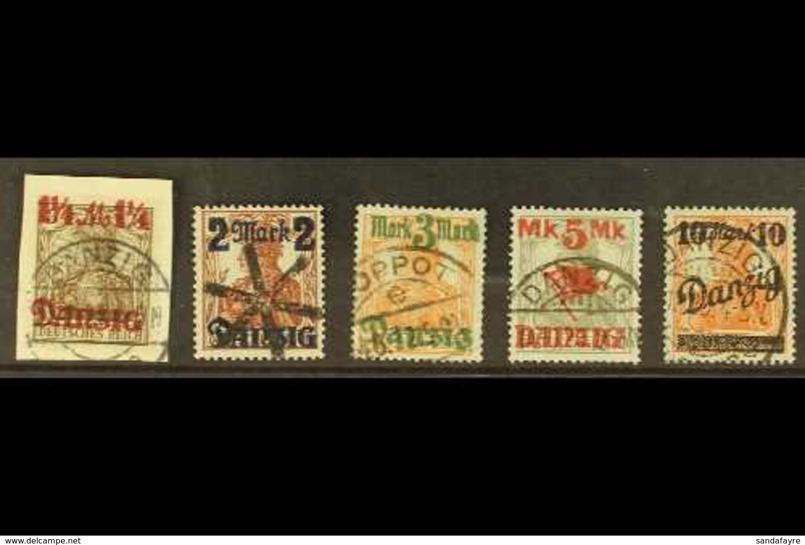 1920 (20 AUG) Complete Surcharge Set With NETWORK POINTING DOWNWARDS Variety, Michel 27 II / 31 II, Very Fine Used, The  - Otros & Sin Clasificación
