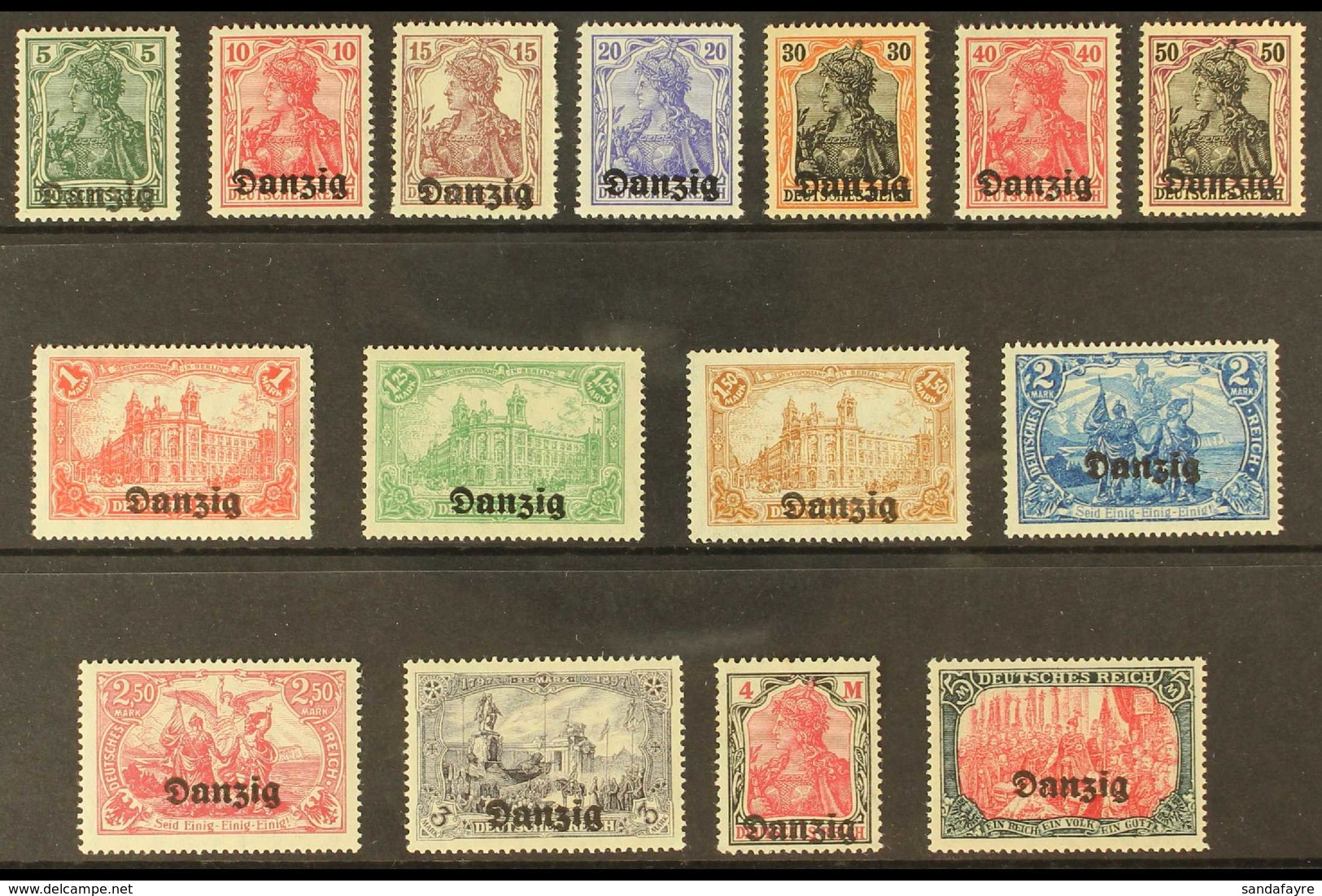 1920 (JUN-DEC) Overprints On Germany Complete Set, Michel 1/15, Never Hinged Mint. (15 Stamps) For More Images, Please V - Otros & Sin Clasificación