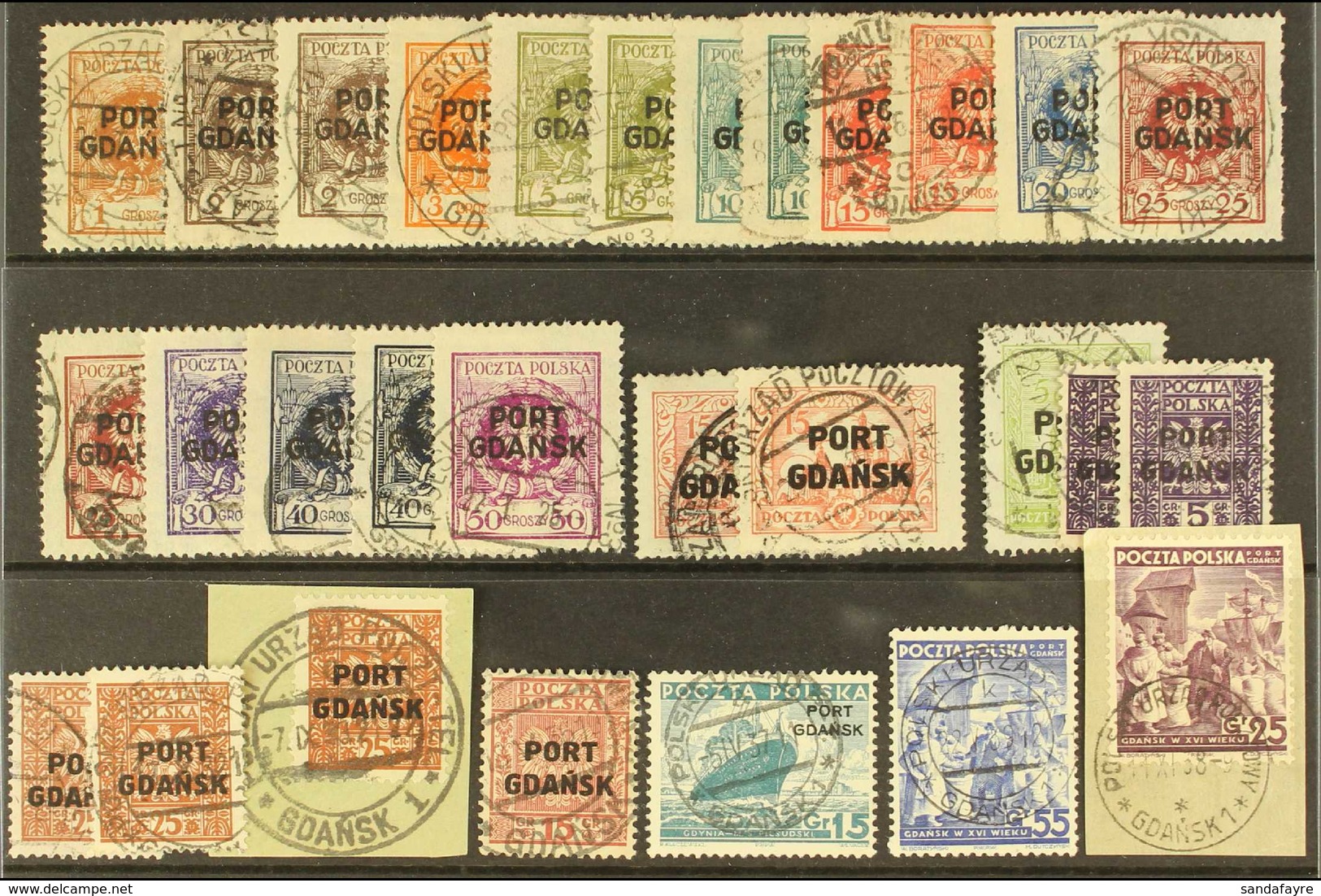 PORT GDANSK 1925-38 Fine Used Selection Which Includes The 1925 Complete Set (incl A Few Additional), 1926 15gr (Michel  - Otros & Sin Clasificación